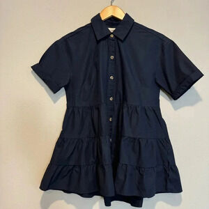 Anthropologie Porridge Blouse Tiered Short Sleeve Cotton Casual XS